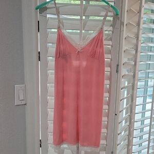 Rene Rofe Pink and White Lace Chemise